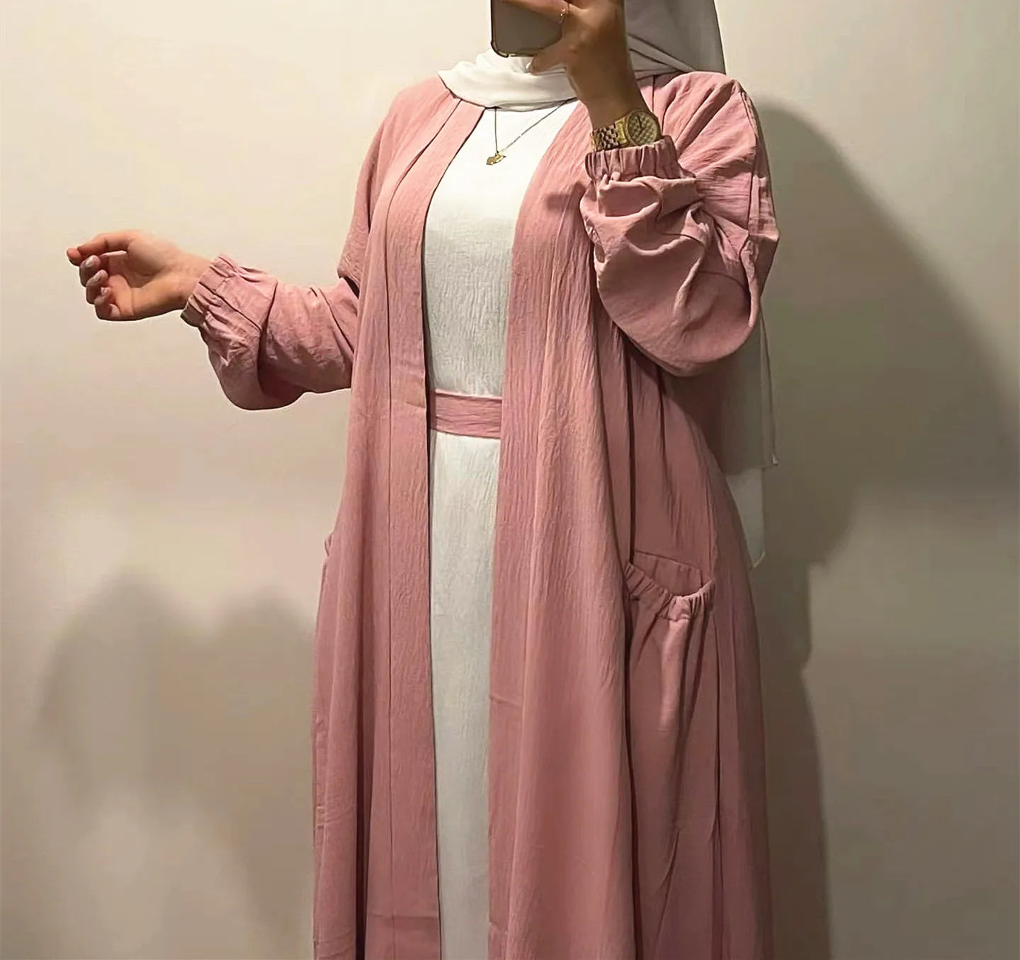 Ramadan Eid Abaya Dubai Turkey Hijab Dress Muslim Woman Kimono Modest Kaftan Robe Femme Islamic Clothing Open Abayas for Women