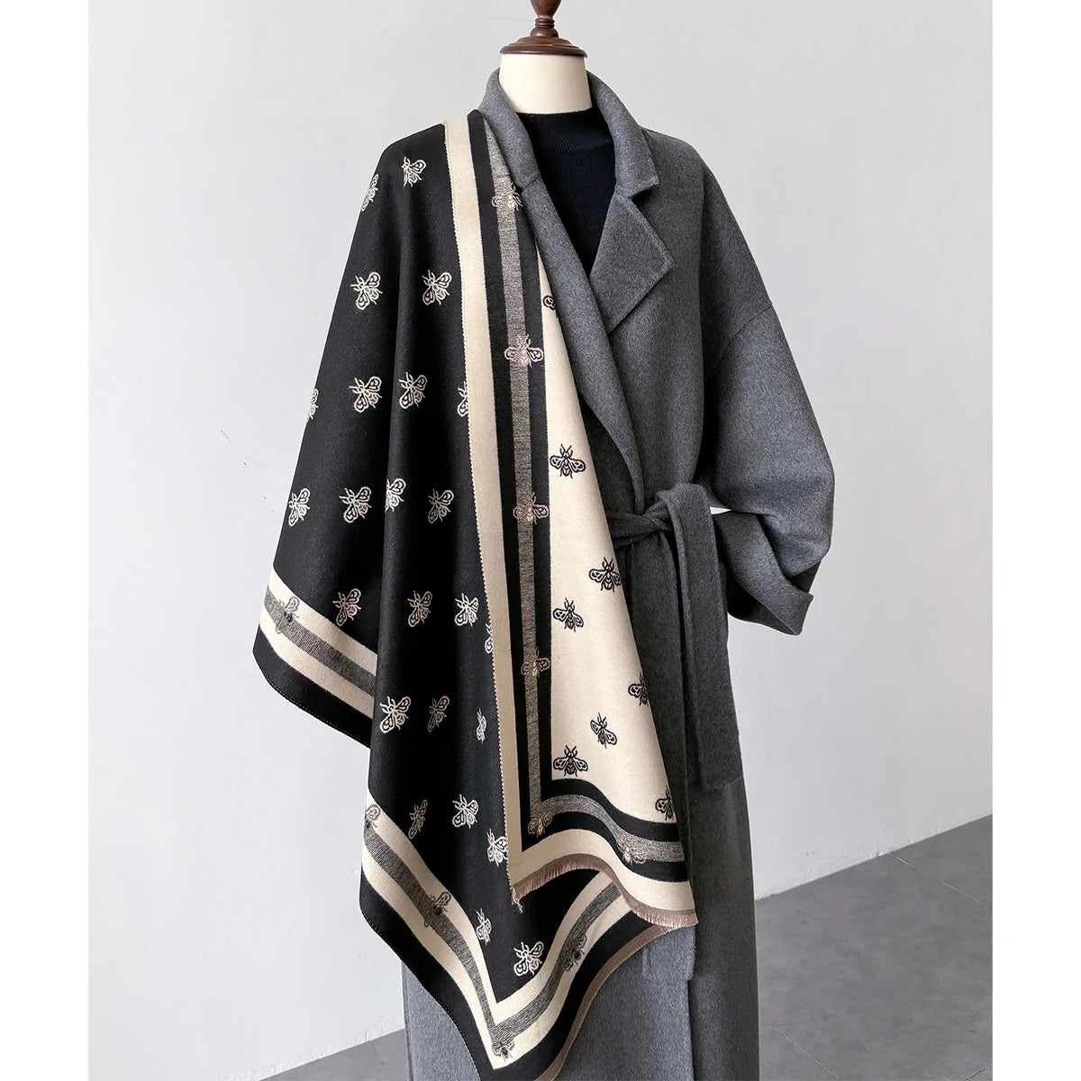 Luxury Brand Cashmere Women Floral Scarf Winter Warm Shawl and Wrap Bandana Pashmina Female Foulard Square Thick Blanket Poncho