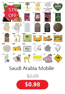 5pcs a lot Saudi Arabia Mobile Photo 3M Sticker Badge Metal Pin Broooches Pins