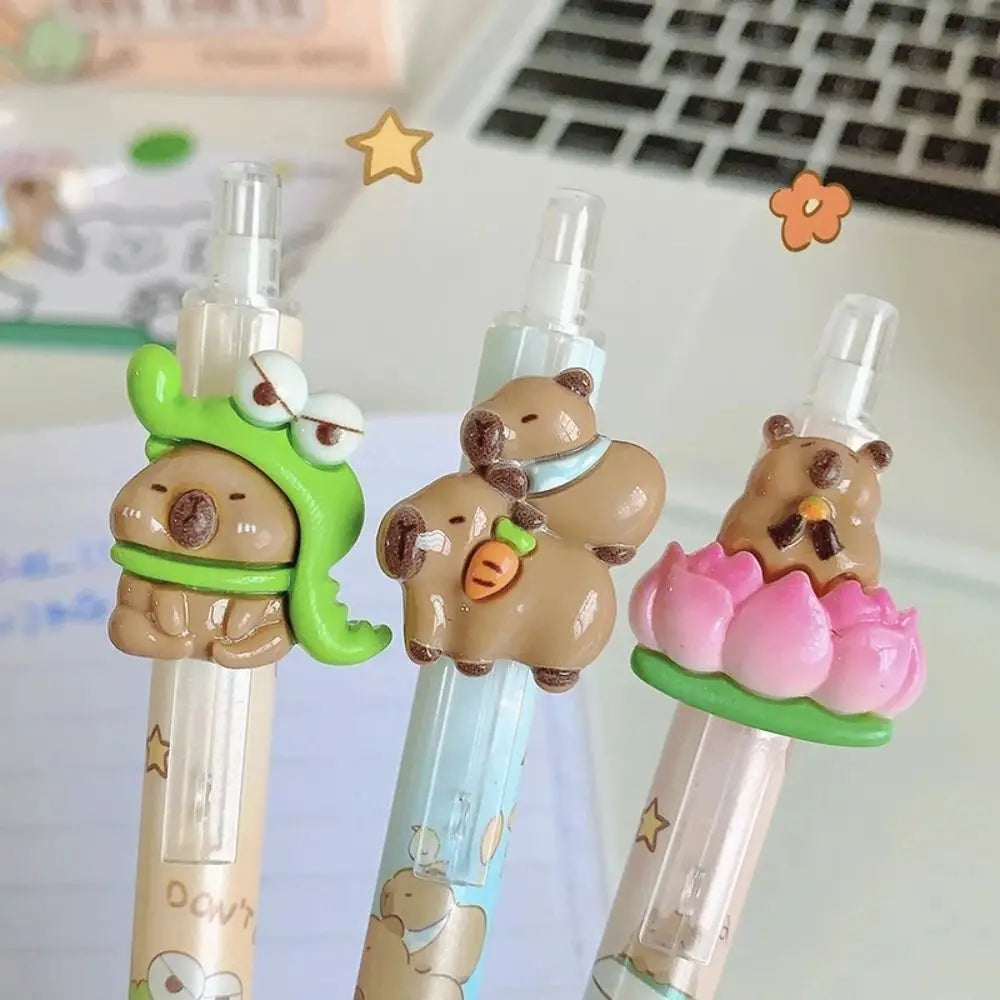 Cartoon Kawaii Capybara Gel Pen 0.5mm Erasable Pen ST Nib Blue Ink Cute Writing Pen School Office Supplies Stationery Gift