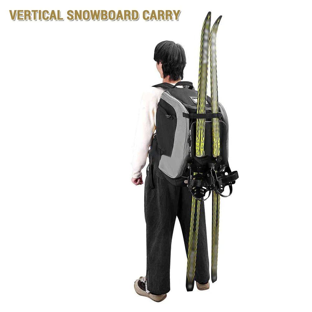 65L Ski Boot Travel Backpack Large Capacity Ski Boot Bag Durable Storage Backpack For Ski Helmet Goggles Snowboard 21x15x13 In