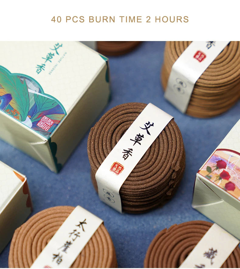 PINNY 2 Hours Natural Coil Incense Floral Scent Spiral Incense Rose Osmanthus Sandalwood Scent Purifying Air Worship Buddha