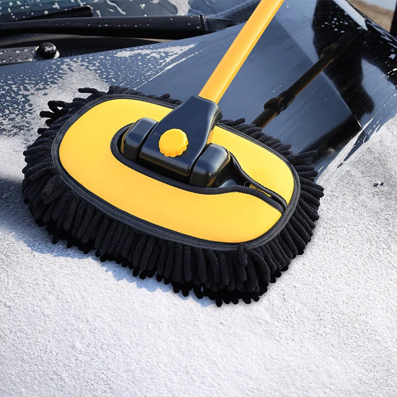 Car Cleaning Brush Mop Kit Wash Brush Car Wash Brush Chenille Microfiber Telescopic Long Handle Cleaning Mop Car Cleaning Tool