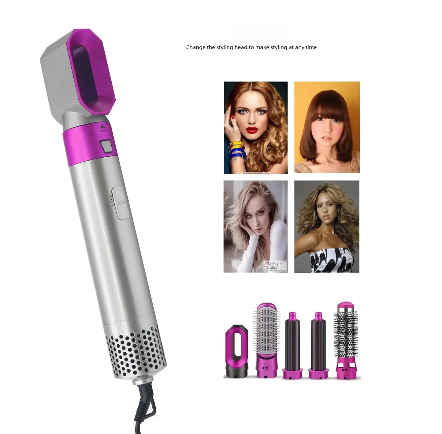 electric hair brush Hot Air Brush5in1 فرشاة شعرAutomatic Curling Iron Straight Curling Dual-use Home Appliancesفرشاة شعر لاسلكية