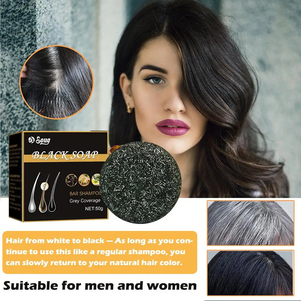 3PCS Hair Shampoo Soap Polygonum Multiflorum Shampoo Soaps Cover Gray Hair Shampoo Soap To Dye Canas Black Shampoo Bar Soap