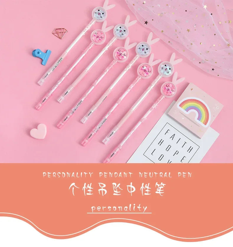 Cartoon Creative Bunny Ears Sequin Gel Pen Signature Pen Lovely Student Examination Writing Pen