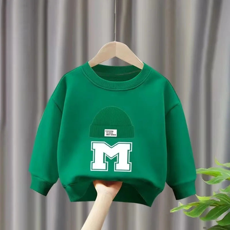 Autumn Baby Girl Boy Clothes Set Children Sports Cartoon Letter Sweatshirt Top and Pants Buttom Two Piece Suit Cotton Tracksuit