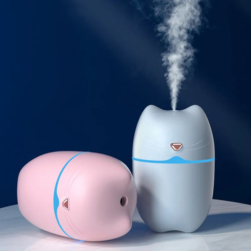 hot sale 350ml Cute Cat Air Humidifier Diffuser USB Mist Maker Mini Humidificador with night light