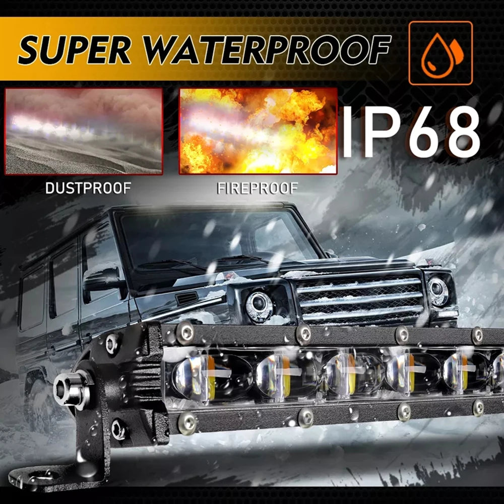 LED Light Bar 6D 8inch 14inch 20inch Off Road Led Bar for Lada Truck 4x4 SUV ATV Niva White Yellow Auto Driving LED Fog Lights