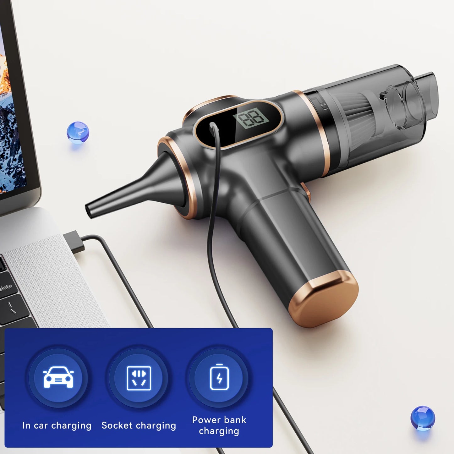 Car portable blow-svacuum cleaner Car and home Usb charging High power strong suction handheld small wireless car vacuum cleaner