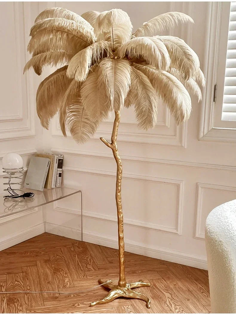 Nordic Feather Floor Lamp Light Luxury Internet Celebrity Ostrich Ins Live Broadcast Room Decoration Atmosphere Table