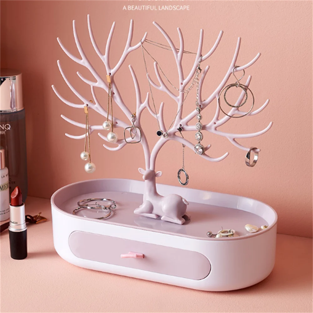 Jewelry Display Stand Tray Tree Storage Racks Earrings Necklaces Rings Jewelry Boxes Case Desktop Organizer Holder Make Up Decor