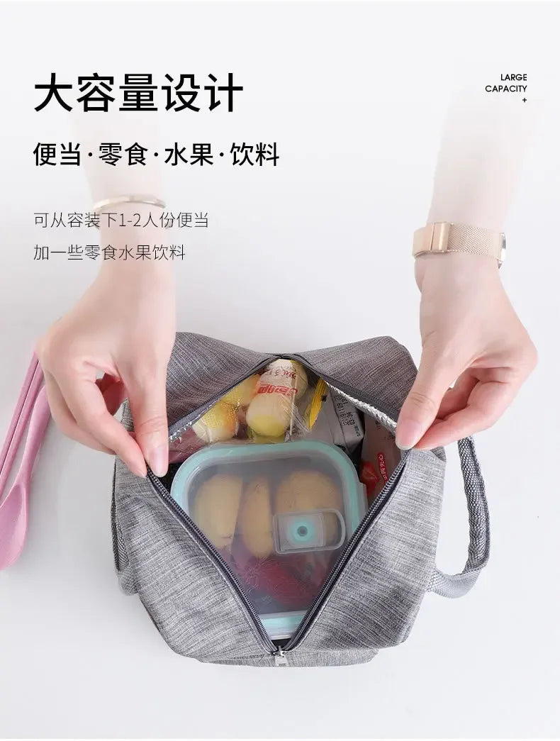 Lunch Box Picnic Travel Portable Food Storage Breakfast Thermal Food Bag Lunch Bag Handle Insulation Cooler Bag for Women Kid
