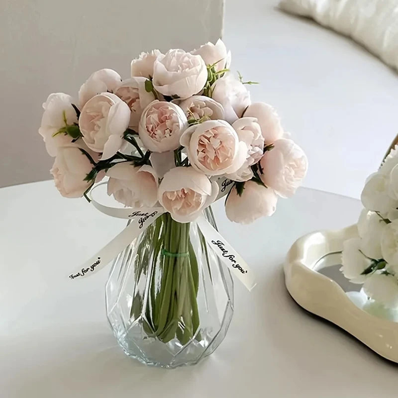 Peony Artificial Flowers Silk Bouquet 27 heads Roses Fake Flower for Table Vase Arrange Home Wedding Decoration Flowers