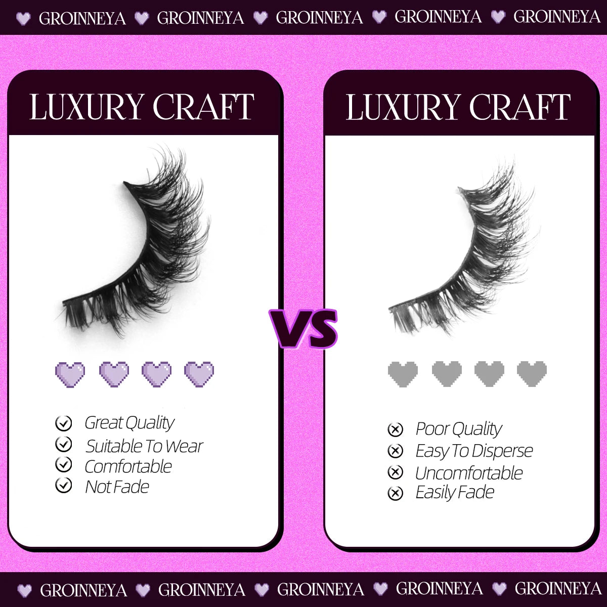 GROINNEYA Natural Fluffy Lashes 3D Faux Mink Lashes Natural False Eyelashes Soft Wispy Full Strip Lashes Extension Makeup