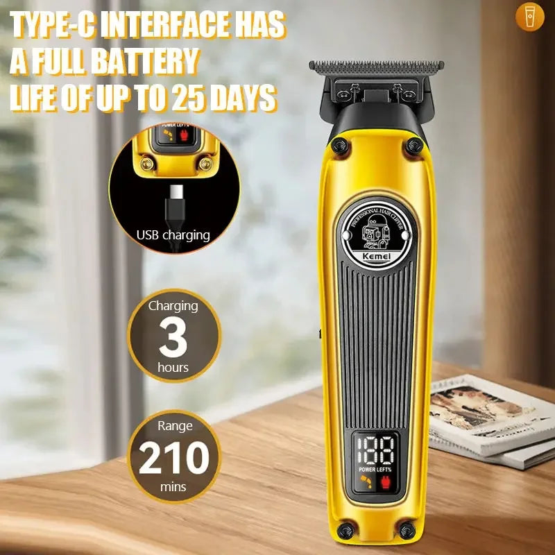 Original Kemei zero blade Professional Hair Trimmer Barber Rechargeable Electric Beard Clipper For Men Haircut Machine