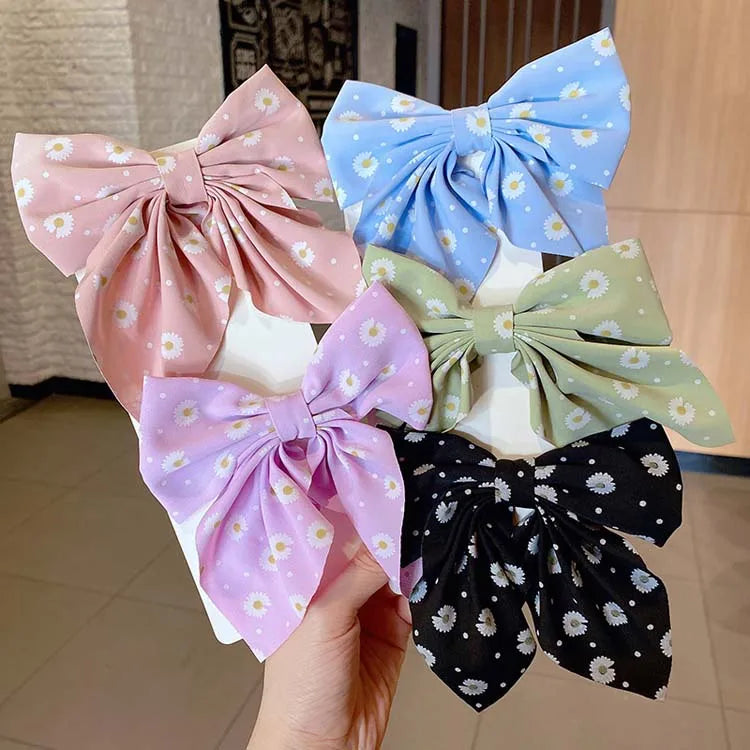 Fashion Sweet Bow Hair Clip Solid Color Girl Satin Butterfly Hair Clip Duck Mouth Clip Children's Hair Accessories