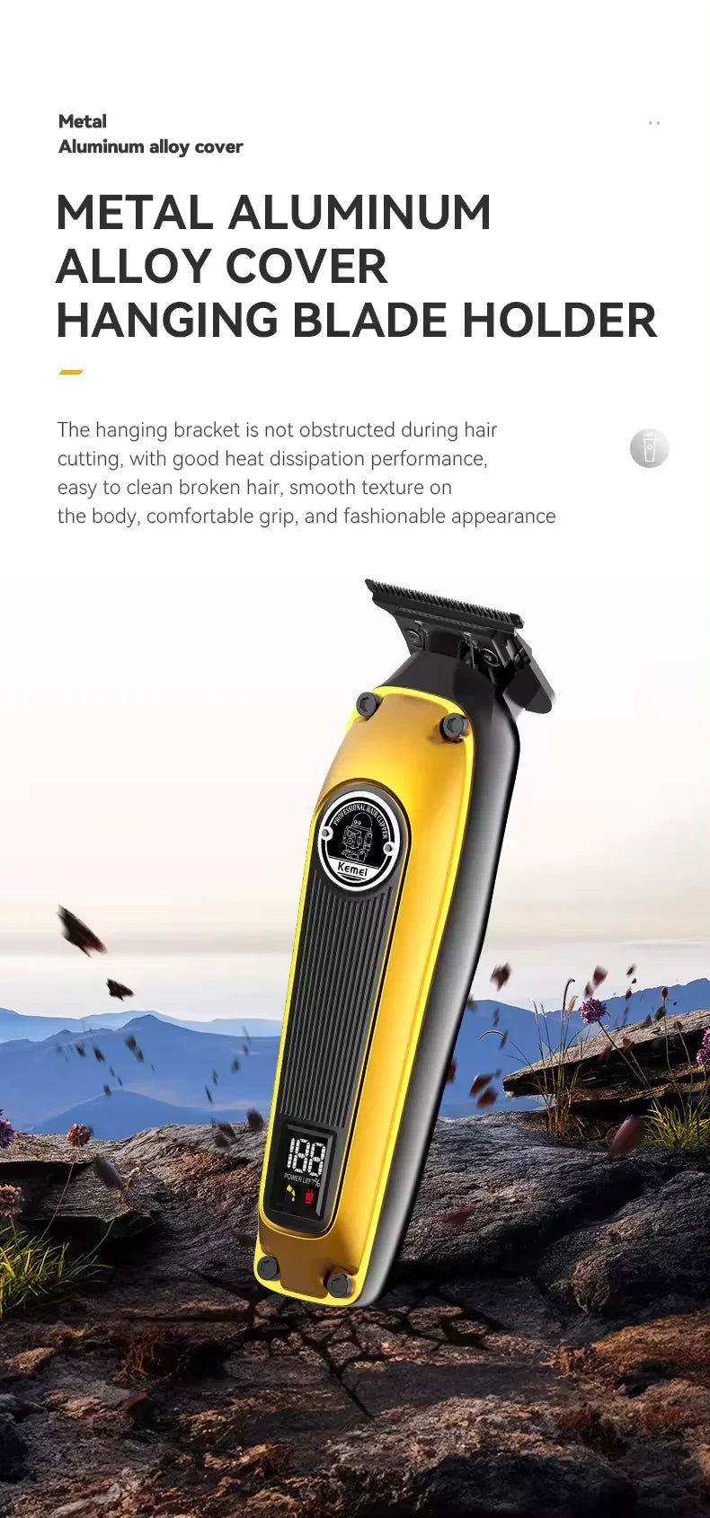 Original Kemei zero blade Professional Hair Trimmer Barber Rechargeable Electric Beard Clipper For Men Haircut Machine