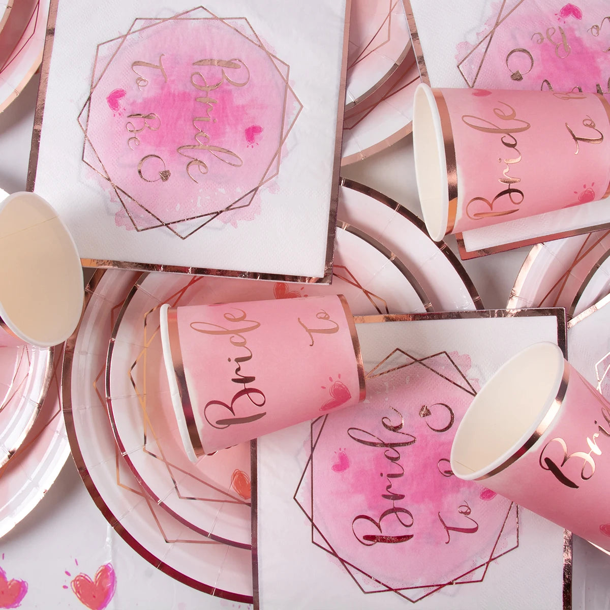Bridal Shower Decorations Bride to Be Disposable Tableware Set Plate Cup Napkins Decor Bachelorette Party Hen Night Supplies