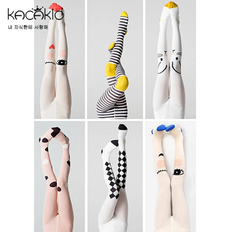 Baby Girls Pants Tights 1-7Y Kids New Autumn Winter Warm Cute Cartoon Big Eyes Pant Long Stockings Velvet Stock For Girls