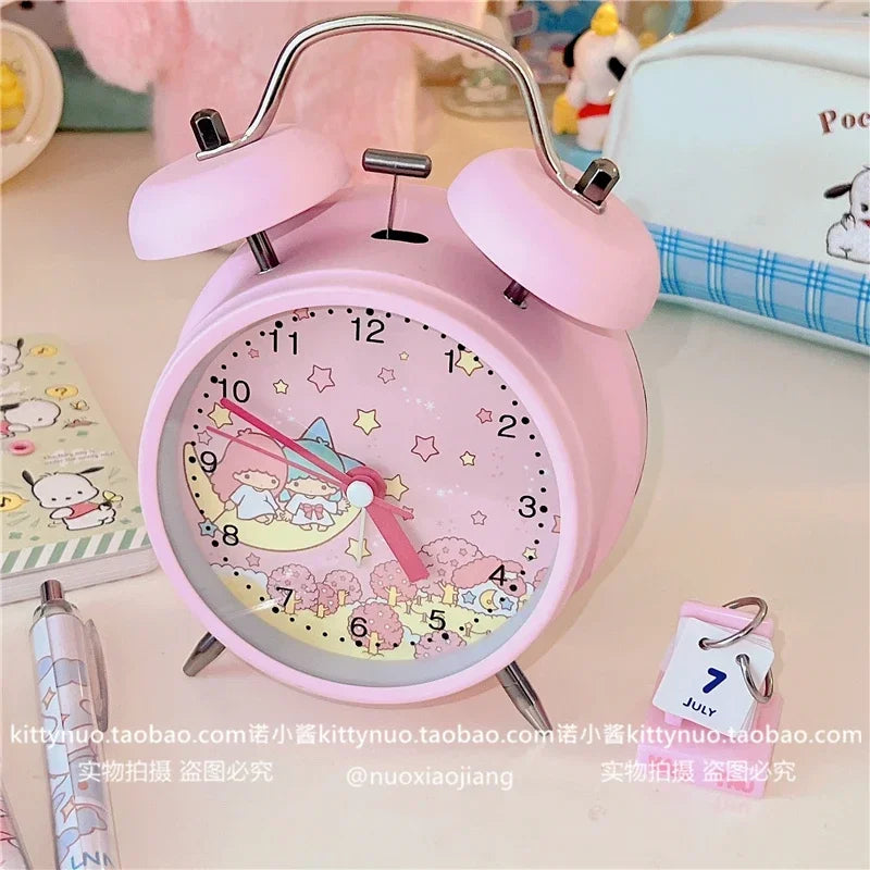 Sanrio Bedroom Alarm Clock Kuromi My Melody Hello Kitty Cinnamorol Ins Girl Heart Bedside Silent Alarm Clock Wake Up Alarm Clock