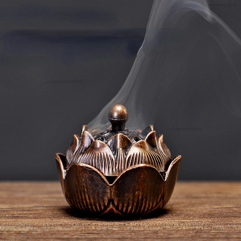 Lotus Incense Burner Buddhism Faucet Incense Stick Holder Mini Sandalwood Censer Craft Home Offering Tea Table Decor Ornament