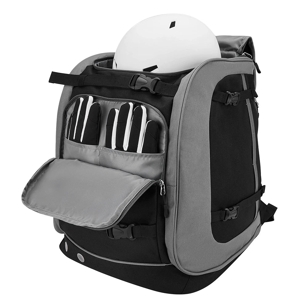 65L Ski Boot Travel Backpack Large Capacity Ski Boot Bag Durable Storage Backpack For Ski Helmet Goggles Snowboard 21x15x13 In