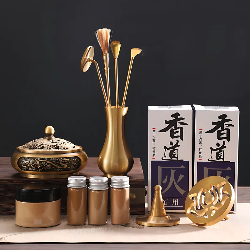 DIY Aromatherapy Set Brass Incense Burner Making Kit Incense Mold Stand Yoga Meditation Study Home Aromatherapy Ornaments