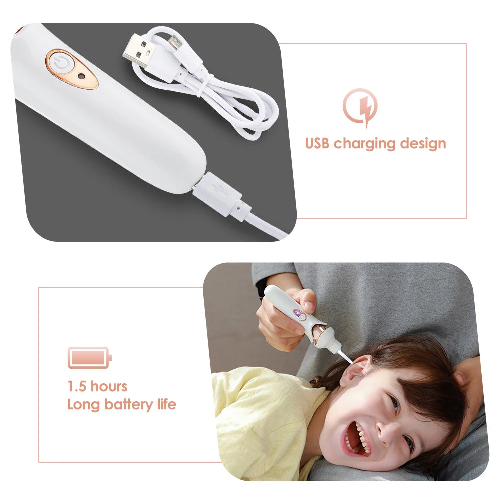 Electric Ear Wax Remover Wireless Luminous Ear Spoon Spiral Ear Pick Cleaner Tool Safe Suction Recharge Health Care with 4 Tips