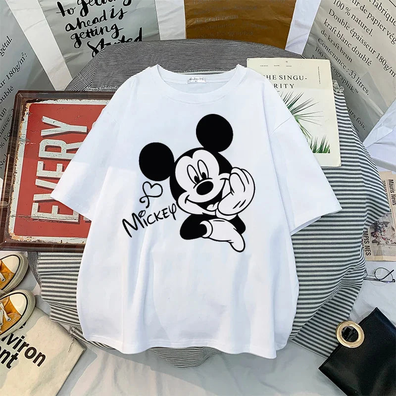 Anime Women Kawaii Mickey Mouse T Shirt Men Cute Minnie Mouse T-shirt Unisex Couple Tshirt Graphic Top Tees Male Female