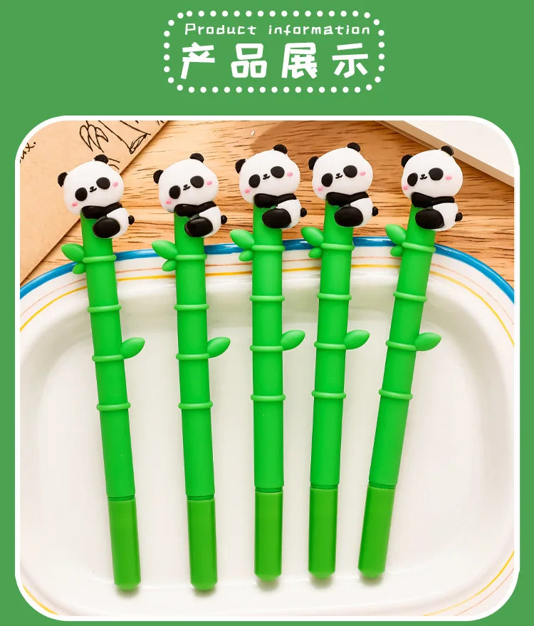 6 pcs/lot Panda Bamboo Soft Silicone Gel Pens For Writing Cute Signature Pen School Office Stationery Art Deco Gel Pens