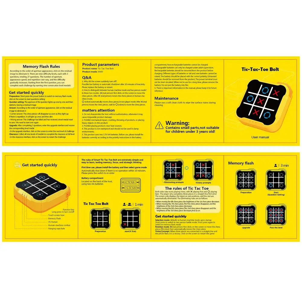 Electronic Tic-Tac-Toe Game Children's Electronic Toys Chess Set Board Games Chess Board Game For Family For Indoor Party