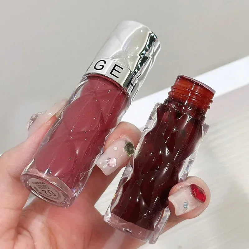 Heallor HERORANGE Nude Mirror Lip Gloss Clear Moisturizing Hydrating Water Light Glass Jelly Plump Lip Glaze Oil Lipstick Tint C