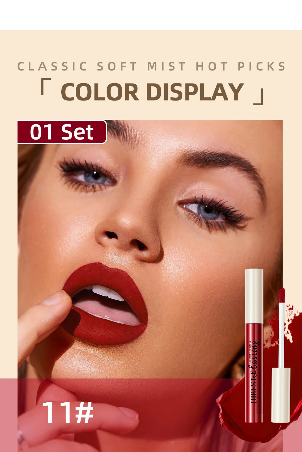 QIBEST 12pcs/set Waterproof Lip Gloss Long Lasting Velvet Nude Red Matte Liquid Lipstick Tint Makeup Cosmetic Lipsticks Lipgloss
