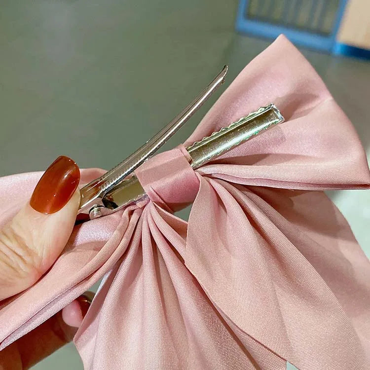 Fashion Sweet Bow Hair Clip Solid Color Girl Satin Butterfly Hair Clip Duck Mouth Clip Children's Hair Accessories