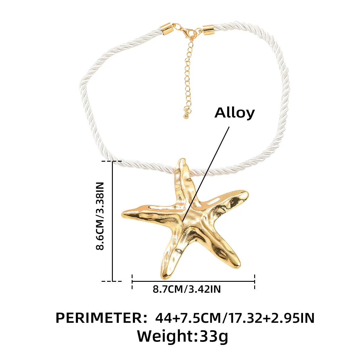 2024 New Starfish Pendant Necklace for Women Boho Summer Beach Party Accessories Vintage Metal Star Choker Neck Jewelry Gifts