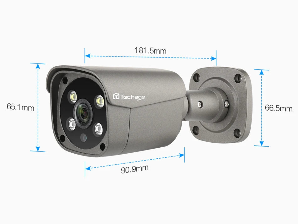Techage 4MP 5MP 4K Security Metal POE IP Camera H.265 Outdoor Two Way Audio Video Surveillance AI IP Camera for NVR System