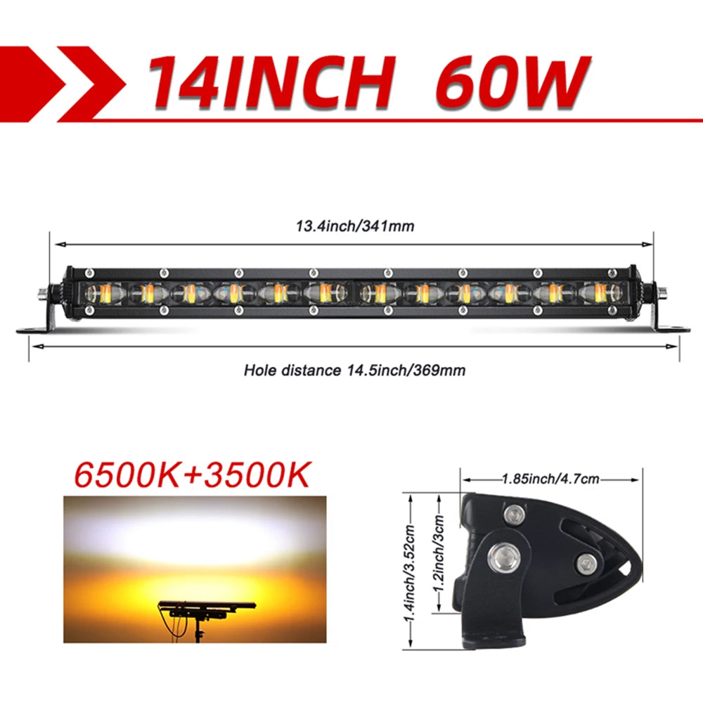 LED Light Bar 6D 8inch 14inch 20inch Off Road Led Bar for Lada Truck 4x4 SUV ATV Niva White Yellow Auto Driving LED Fog Lights