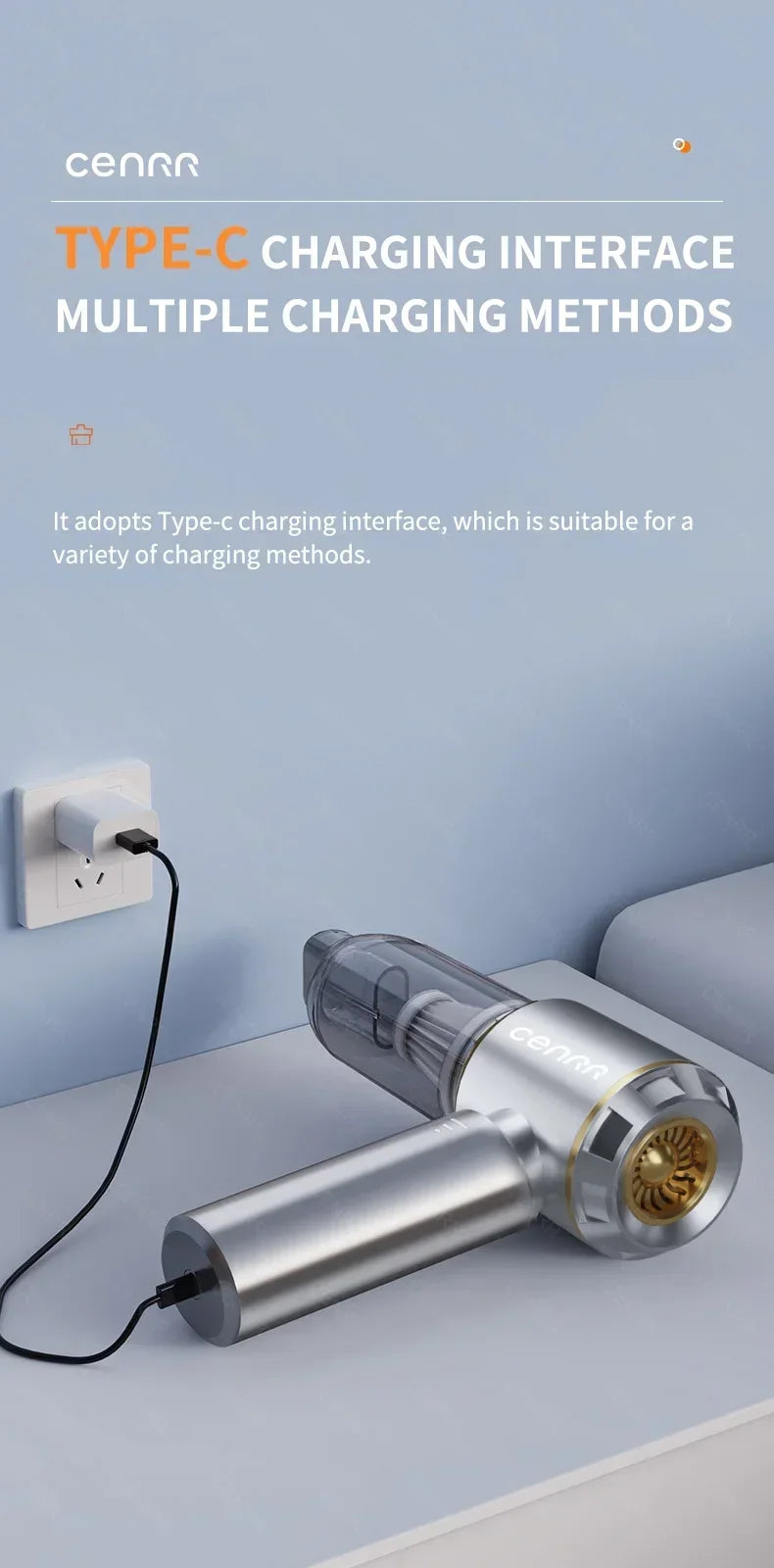 CENRR 360000PA Car Vacuum Cleaner Home Appliance Wireless Cleaner Portable HandHeld Powerful Vacuum Cleaner Cleaning Machine