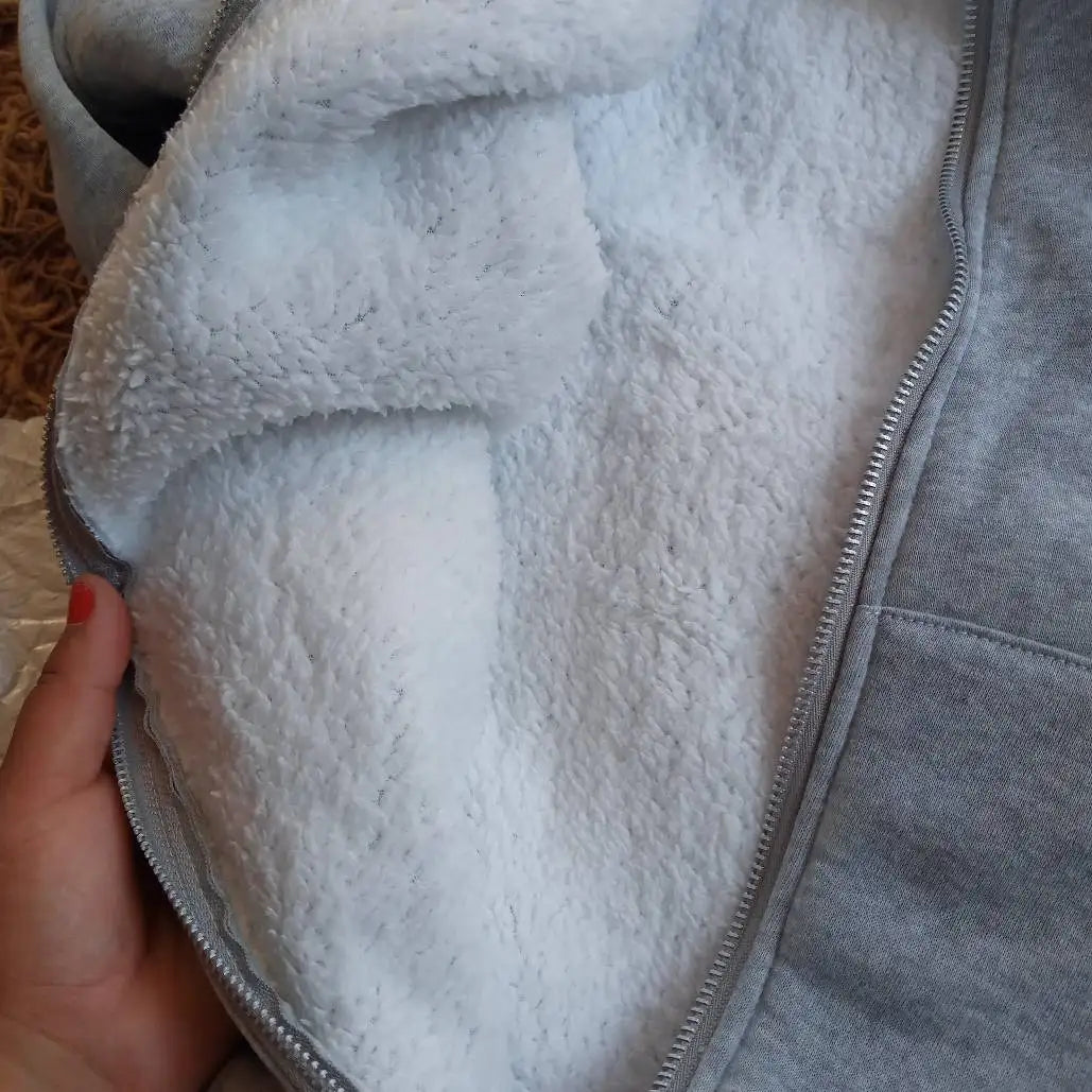 Ready Stock Women Coat Plush Jackets Solid Color Velvet Thick Warm Winter Hoodies Coat Zipper Sweatshirt Tops Winter Plus Size