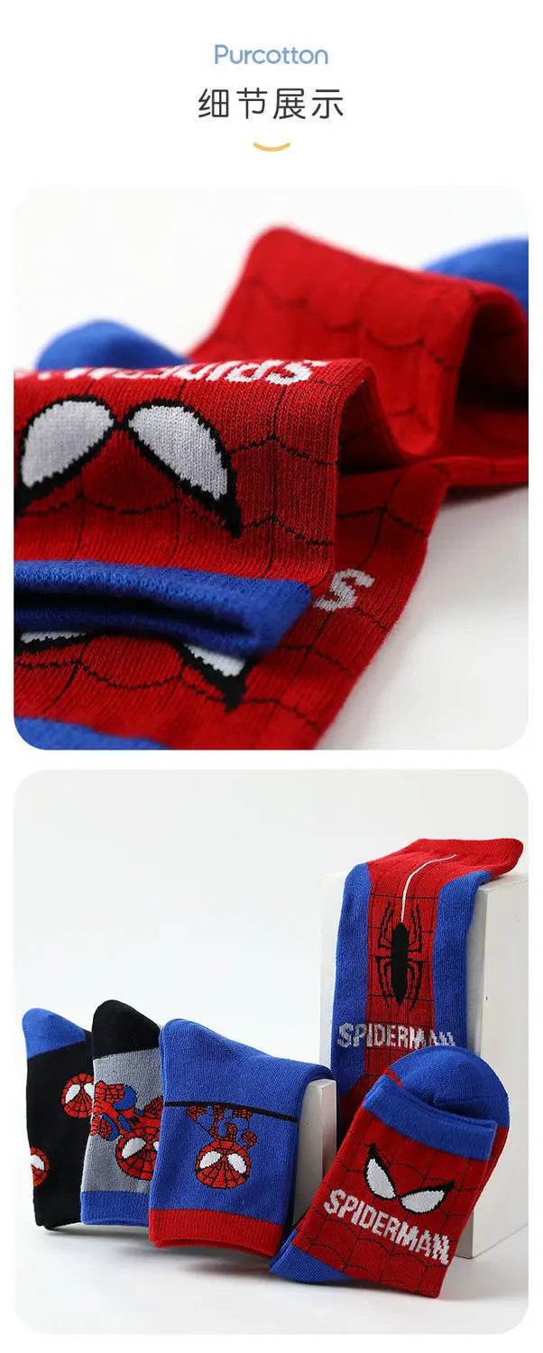 Disney Baby Socks Spiderman Cartoon Anime Hero Cotton Boys Tube Socks Children Autumn Winter Kids Socks Random 1pair
