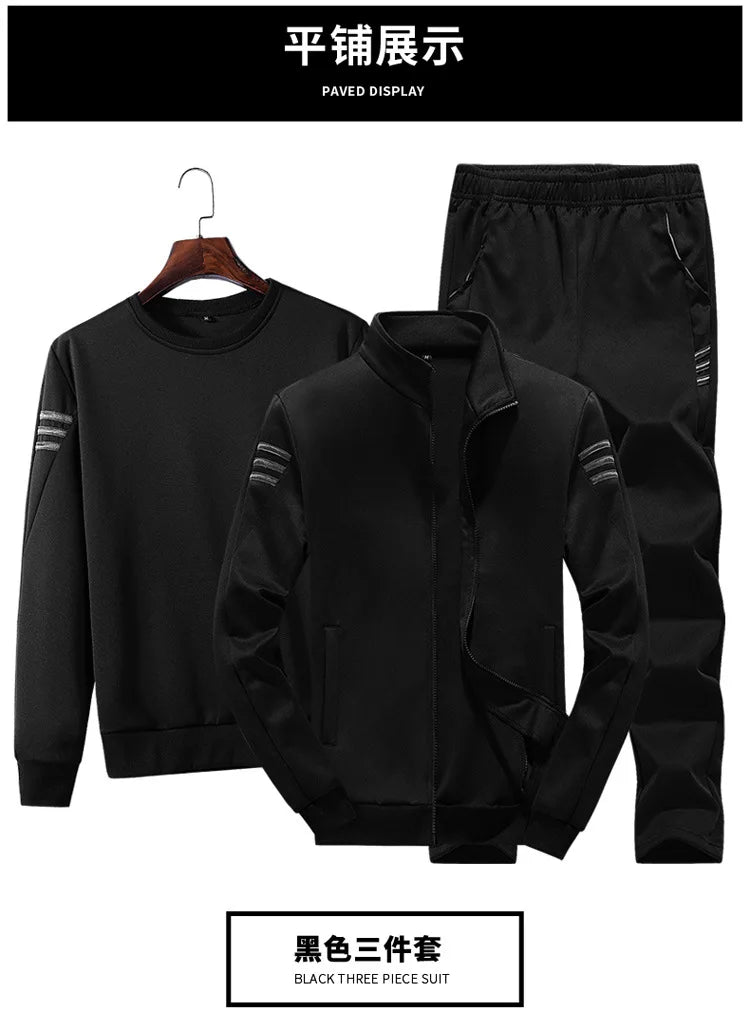 (M-5XL)Spring And Autumn New Korean Sweater Suit Men's Casual Sports Trend Three Piece Suit