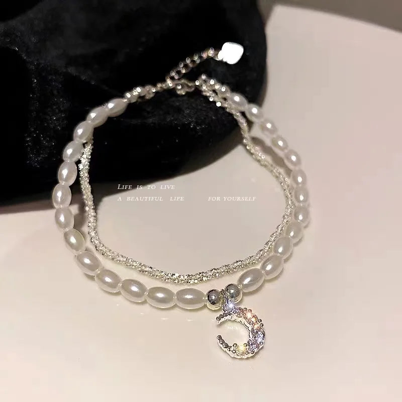 Gold Color Bracelet Set of Four Stainless Steel Sequins Rhinestone Bracelet Combination for Women Chain Bracelet Jewelry Gifts