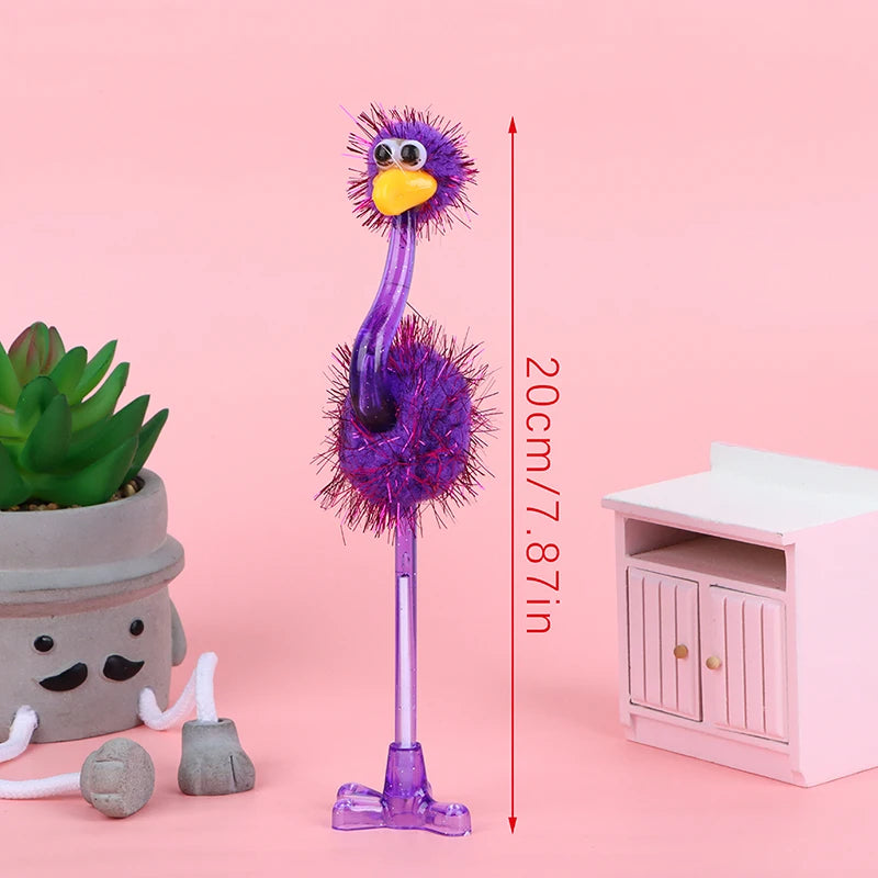 Kawaii Cartoon Ostrich Shape Ballpoint Pen Blue Ink Creative Feather Pens For Student Office Writing Stationery Supplies
