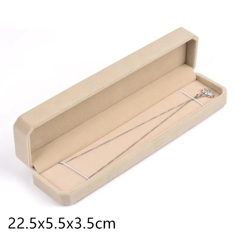 Beige Velvet Octagon Jewelry Box Necklace Pendants Bracelets Box Rings Earrings Box Jewelry Storage Display Jewelry Package Case