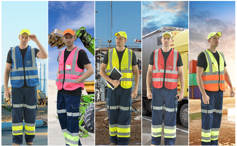 AYKRM 21 Colour (XS-8XL) Hi Vis Viz High Visibility Reflective Zip Pocket Security Waistcoats Jacket Workwear Vests