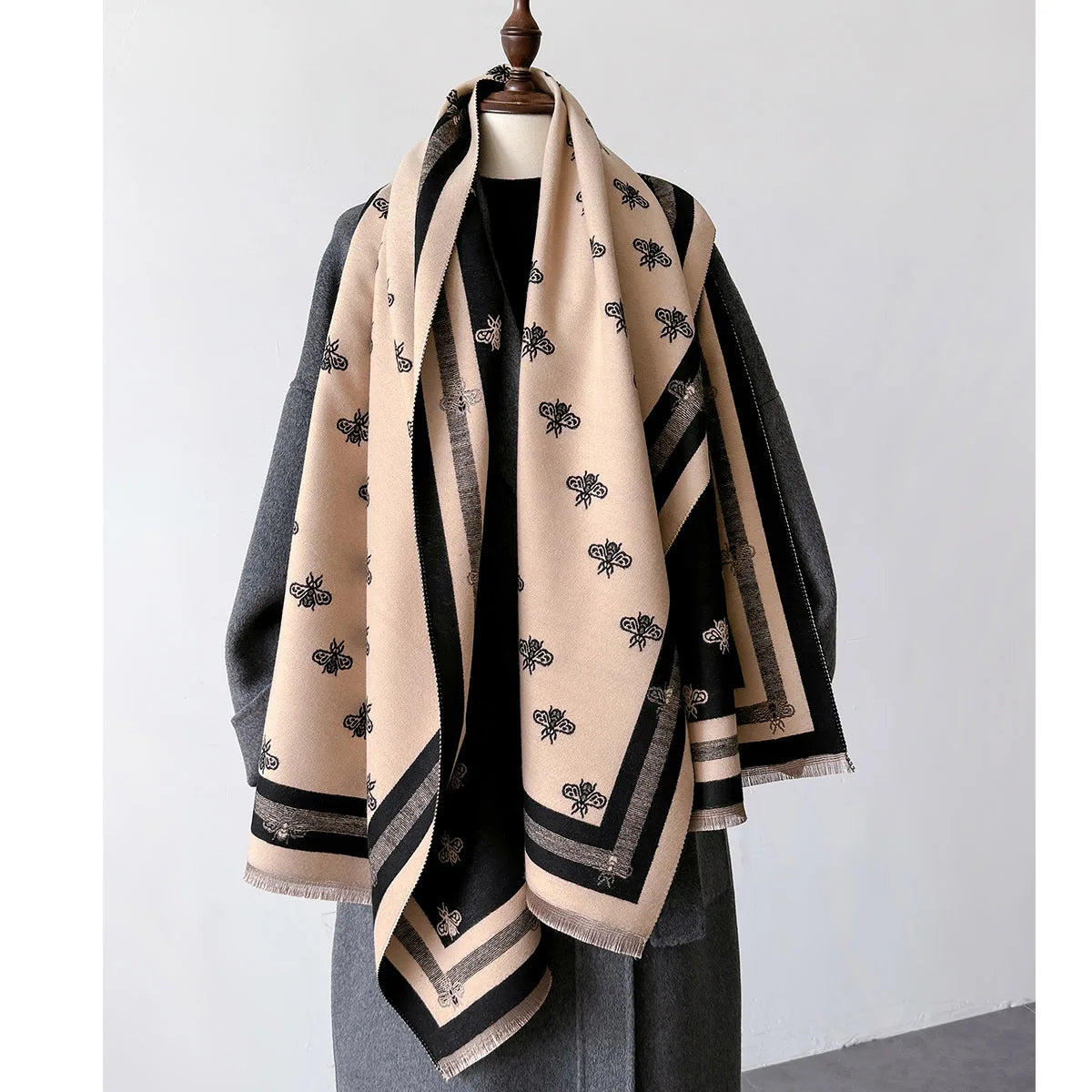Luxury Brand Cashmere Women Floral Scarf Winter Warm Shawl and Wrap Bandana Pashmina Female Foulard Square Thick Blanket Poncho