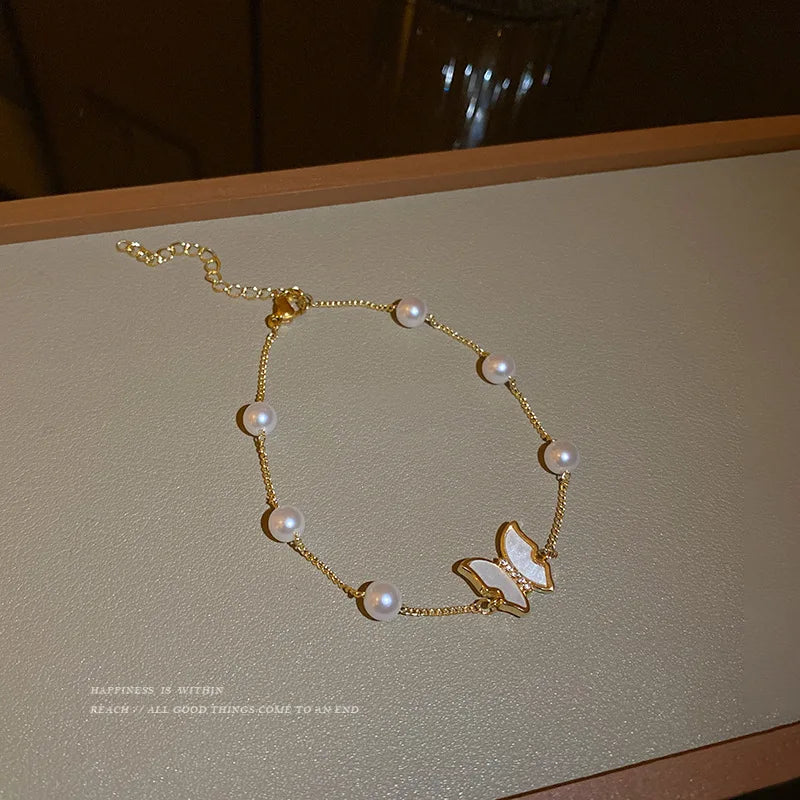 Gold Color Bracelet Set of Four Stainless Steel Sequins Rhinestone Bracelet Combination for Women Chain Bracelet Jewelry Gifts