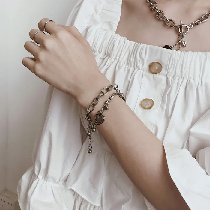 Gold Color Bracelet Set of Four Stainless Steel Sequins Rhinestone Bracelet Combination for Women Chain Bracelet Jewelry Gifts