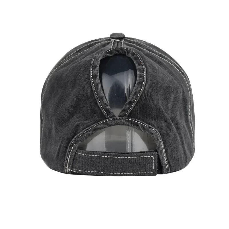 Retro Fashion Y2K Pentagram Washed Denim Hole Baseball Caps Four Seasons Fishing Hat Women Men Unisex